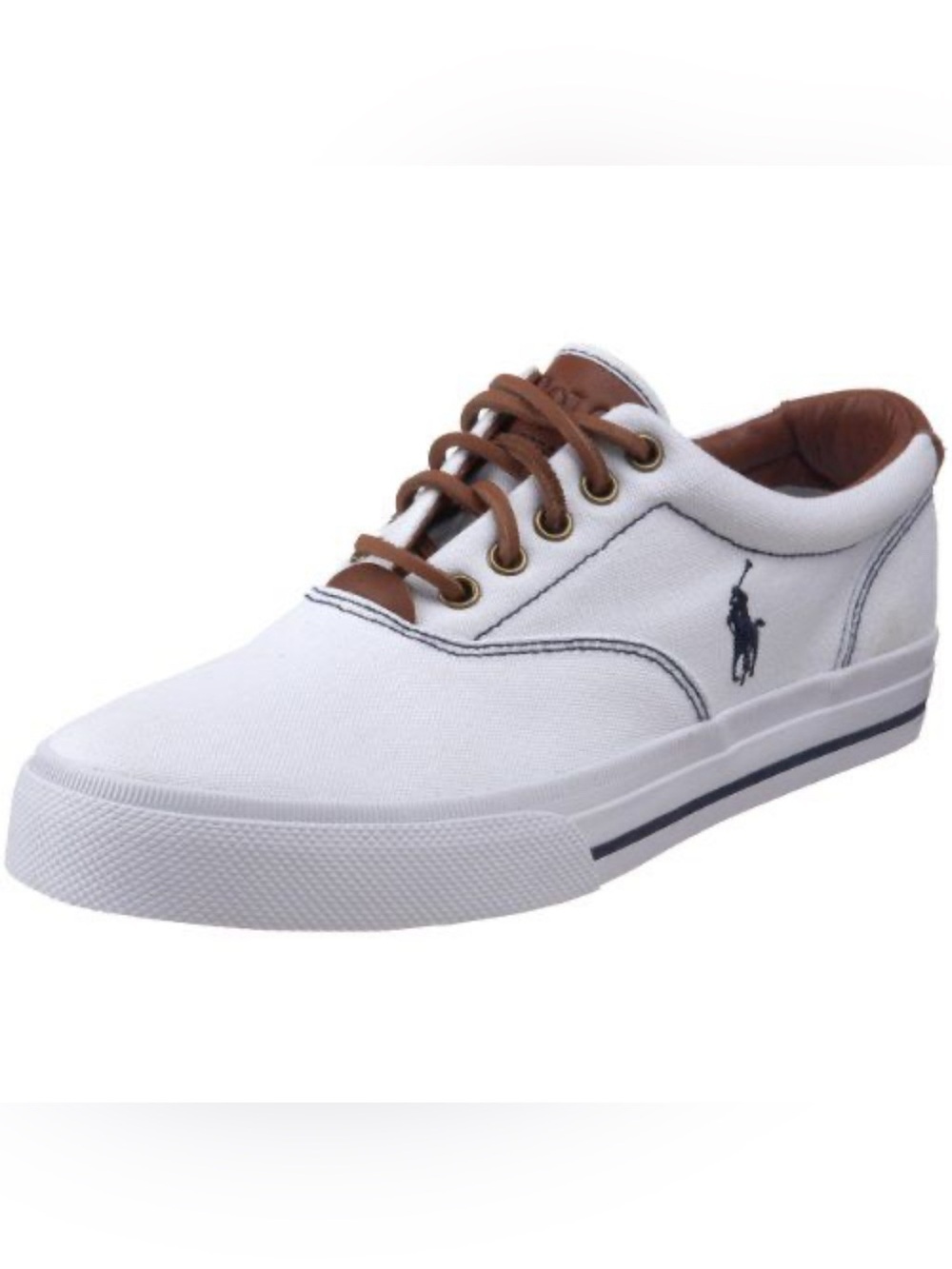 Polo Ralph Lauren White Vaughn Canvas Nautical Preppy Coastal Sneaker-8 1/2